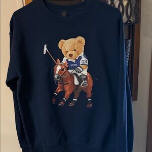 Gildan Navy Crewneck Sweater with Teddy Polo Graphic